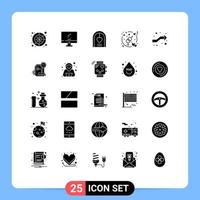 25 Universal Solid Glyphs Set for Web and Mobile Applications wedding love gender pc engagement marriage Editable Vector Design Elements