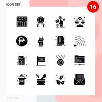 16 User Interface Solid Glyph Pack of modern Signs and Symbols of forex philippine click science chemistry Editable Vector Design Elements