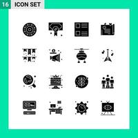 Set of 16 Modern UI Icons Symbols Signs for party decoration layout celebrate couple proposal Editable Vector Design Elements