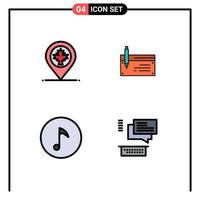 4 iconos creativos signos y símbolos modernos de mapa financiero hoja banco clave elementos de diseño vectorial editables vector