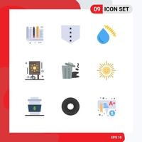 Modern Set of 9 Flat Colors and symbols such as garbage party blood fireworks celebration Editable Vector Design Elements