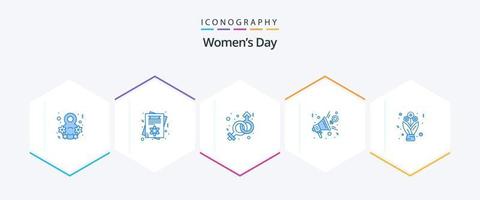 Womens Day 25 Blue icon pack including speaker. opinion. feminism. venus vector