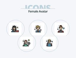 Female Avatar Line Filled Icon Pack 5 Icon Design. assistant. kitchen. writer. female. avatar vector