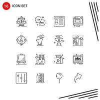 Outline Pack of 16 Universal Symbols of test exam money website development Editable Vector Design Elements