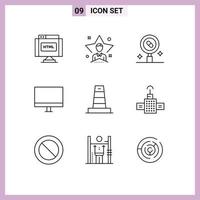 9 User Interface Outline Pack of modern Signs and Symbols of hardware devices man computers medicine Editable Vector Design Elements