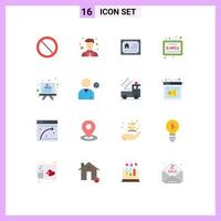 conjunto de 16 iconos de interfaz de usuario modernos signos de símbolos para controles de usuario tablero de fórmula de tarjeta paquete editable de elementos de diseño de vectores creativos