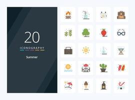 20 Summer Flat Color icon for presentation vector