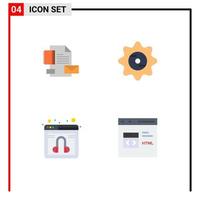 Set of 4 Vector Flat Icons on Grid for branding chat company cap online Editable Vector Design Elements