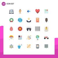 Set of 25 Modern UI Icons Symbols Signs for pros beat head love left arrow Editable Vector Design Elements