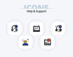 Help And Support Line Filled Icon Pack 5 Icon Design. support. help. system. technical support. gear vector