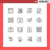 Modern Set of 16 Outlines Pictograph of boxes spa reject potion element Editable Vector Design Elements