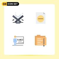 Universal Icon Symbols Group of 4 Modern Flat Icons of quran class islam document room Editable Vector Design Elements