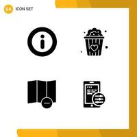 Editable Vector Line Pack of 4 Simple Solid Glyphs of info mobile food delete Layer 1 Editable Vector Design Elements