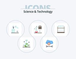 paquete de iconos planos de ciencia y tecnología 5 diseño de iconos. matraz de laboratorio matraz químico. ciencia. enseñanza de las ciencias. expansión e innovación vector