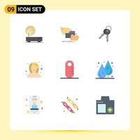 Set of 9 Modern UI Icons Symbols Signs for grownup makeup copy female home Editable Vector Design Elements