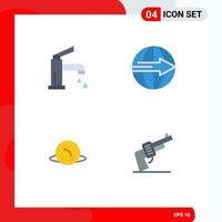 Mobile Interface Flat Icon Set of 4 Pictograms of bath service faucet delivery map Editable Vector Design Elements