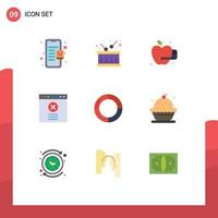 Universal Icon Symbols Group of 9 Modern Flat Colors of baking finance medical apple chart website Editable Vector Design Elements