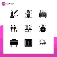 Pictogram Set of 9 Simple Solid Glyphs of football amateur illumination cooking oven Editable Vector Design Elements