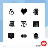 Solid Glyph Pack of 9 Universal Symbols of report checklist preview power electric Editable Vector Design Elements