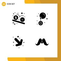 User Interface Solid Glyph Pack of modern Signs and Symbols of deadline down time earrings moustache Editable Vector Design Elements