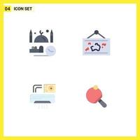 Group of 4 Modern Flat Icons Set for time picture pray map aircondition Editable Vector Design Elements