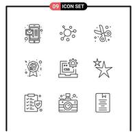 Pack of 9 creative Outlines of css code cut woman female Editable Vector Design Elements