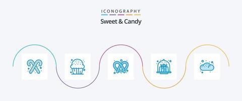 Sweet And Candy Blue 5 Icon Pack Including food. cake. sweet. cafe. pretzel vector