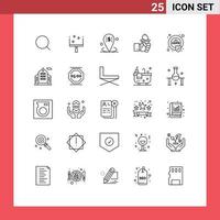 Modern Set of 25 Lines Pictograph of security leadership business leader business Editable Vector Design Elements