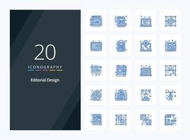 20 Editorial Design Blue Color icon for presentation vector