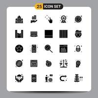 25 Thematic Vector Solid Glyphs and Editable Symbols of time case finger briefcase in map pin bag Editable Vector Design Elements