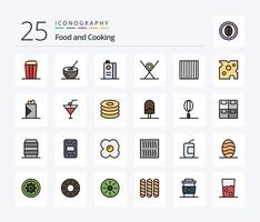 Food 25 Line Filled icon pack including sushi. food. and. fast food. fruit juice vector