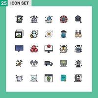 Universal Icon Symbols Group of 25 Modern Filled line Flat Colors of album graduation hat water graduation process Editable Vector Design Elements