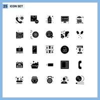 User Interface Pack of 25 Basic Solid Glyphs of online electronic art education spray Editable Vector Design Elements