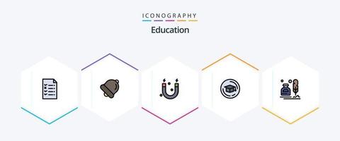 Education 25 FilledLine icon pack including . letter. science. fur. ink vector