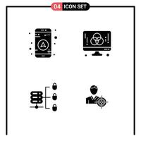 4 Creative Icons Modern Signs and Symbols of gps secure web server computer graphic man Editable Vector Design Elements