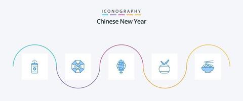 Chinese New Year Blue 5 Icon Pack Including china. noodle. china. chinese. celebration vector