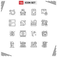 Outline Pack of 16 Universal Symbols of placeholder delivery power box devices Editable Vector Design Elements