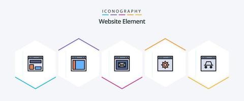 Website Element 25 FilledLine icon pack including website. internet. text. browser. webpage vector