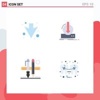 Pack of 4 Modern Flat Icons Signs and Symbols for Web Print Media such as arrow pen addition download scale Editable Vector Design Elements