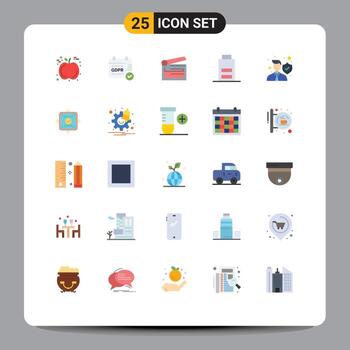 25 Thematic Vector Flat Colors and Editable Symbols of protect data clapboard user interface Editable Vector Design Elements