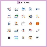 Modern Set of 25 Flat Colors Pictograph of information contact us computing contact history Editable Vector Design Elements