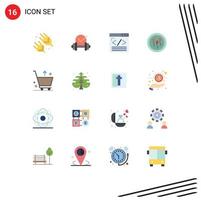 16 Universal Flat Colors Set for Web and Mobile Applications cart laboratory coding chemistry biochemistry Editable Pack of Creative Vector Design Elements