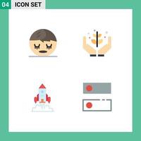 Modern Set of 4 Flat Icons Pictograph of spa spaceship agriculture give launch Editable Vector Design Elements