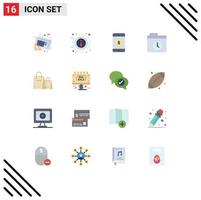 16 Thematic Vector Flat Colors and Editable Symbols of shopping bag about history backup Editable Pack of Creative Vector Design Elements