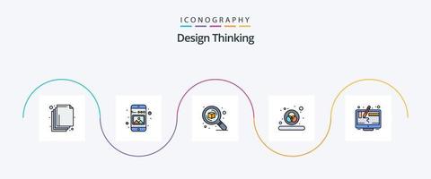 Design Thinking Line Filled Flat 5 Icon Pack Including design. rgb. design. design. zoom vector