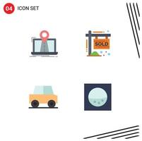 Stock Vector Icon Pack of 4 Line Signs and Symbols for navigation automobile gps property travel Editable Vector Design Elements