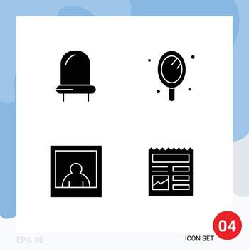 Pictogram Set of 4 Simple Solid Glyphs of diode document beauty salon ui Editable Vector Design Elements