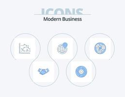 Modern Business Blue Icon Pack 5 Icon Design. globe. graph. company. diagram. business vector