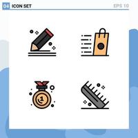 Universal Icon Symbols Group of 4 Modern Filledline Flat Colors of compose shopping sketch buy badge Editable Vector Design Elements