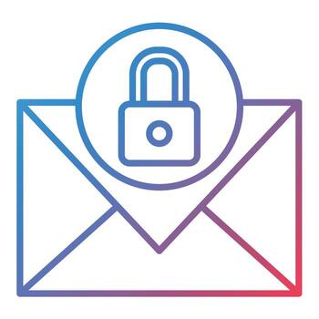 icono de gradiente de línea de seguridad de correo electrónico vector